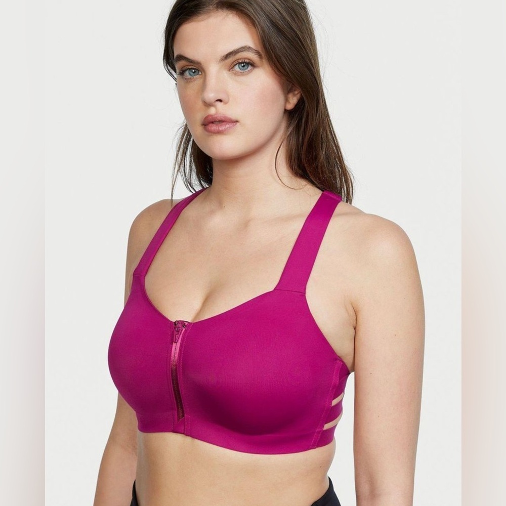 Modern Movement Half Moon by Modern Movement Mesh Zip Front Yoga Sports Bra